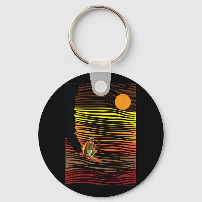 Turkey Surfing Thanksgiving Day Sport Fall Autumn  Key Ring (Front)