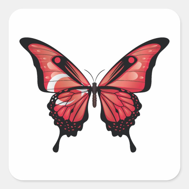 Turkey Swallowtail Butterfly Flag Square Sticker (Front)