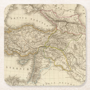 Turkey Syria map Square Paper Coaster