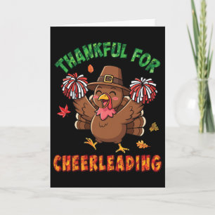 Turkey Thankful For Cheerleading Thanksging Cheerl Card