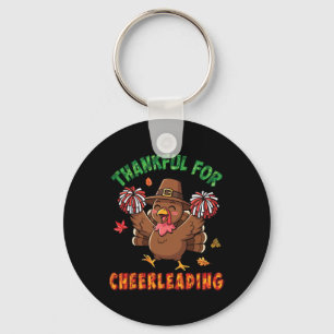 Turkey Thankful For Cheerleading Thanksging Cheerl Key Ring