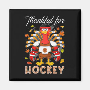 Turkey Thankful For Hockey Thanksgiving Hockey Boy Magnet