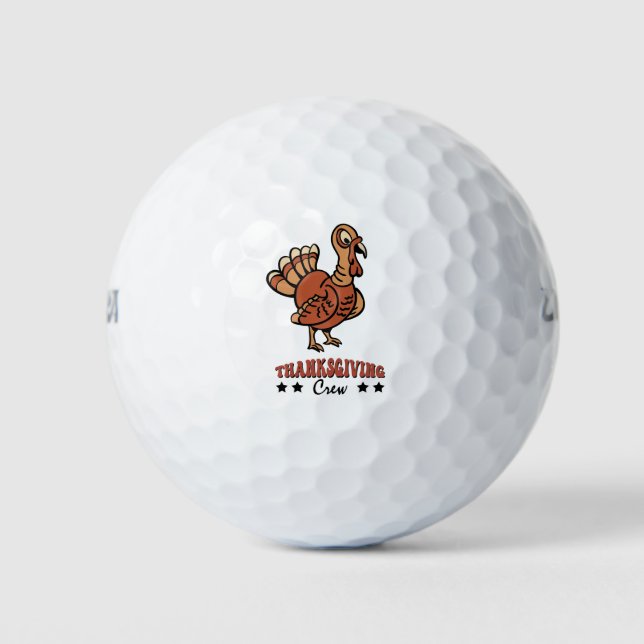 Turkey thanksgiving crew funny cute golfer golf balls (Front)