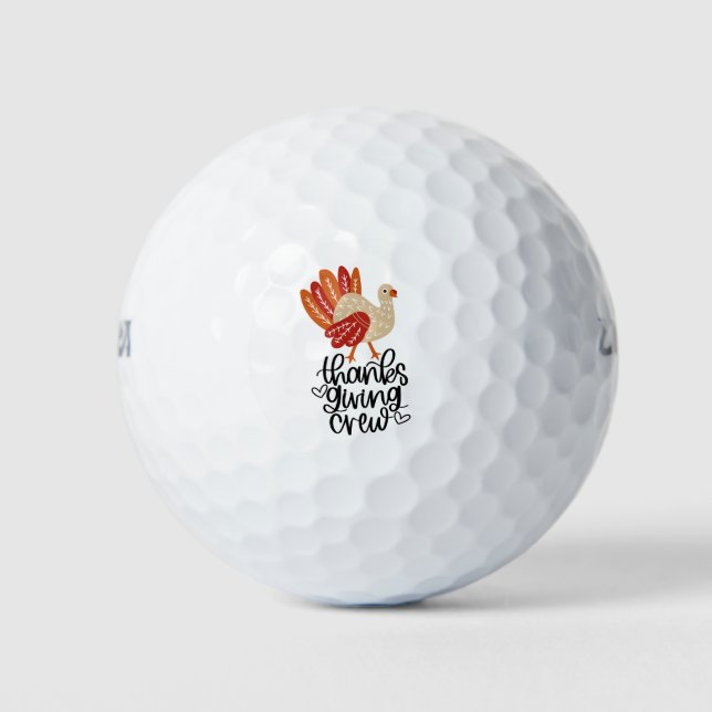 Turkey thanksgiving crew funny cute golfer golf balls (Front)