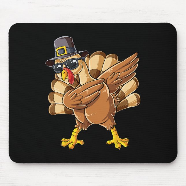 Turkey Thanksgiving Day Pilgrim Boys Girls Funny D Mouse Pad (Front)