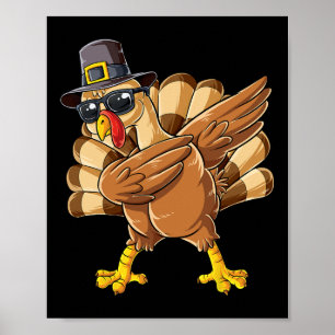 Turkey Thanksgiving Day Pilgrim Boys Girls Funny D Poster