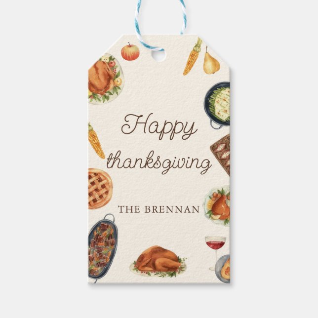 Turkey Thanksgiving Dinner Gift Tags (Front)