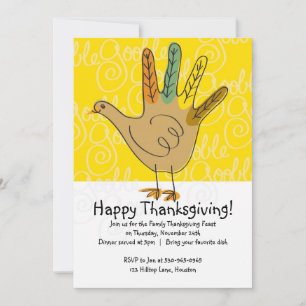 Turkey Thanksgiving Dinner Invitations