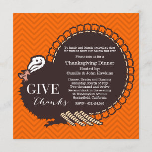 Turkey Thanksgiving Dinner Party Invitation