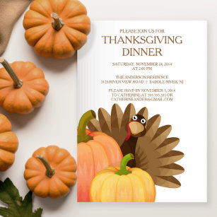 Turkey Thanksgiving Dinner Party Invitation