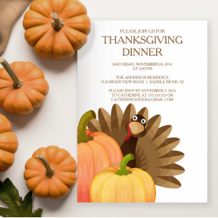 Turkey Thanksgiving Dinner Party Invitation