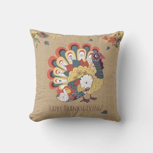 Turkey Thanksgiving Pillow (Front)