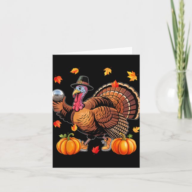 Turkey Thanksgiving Playing Petanque Matching Play Card (Front)