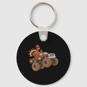 Turkey Thanksgiving Riding Monster Truck Boys Kids Key Ring