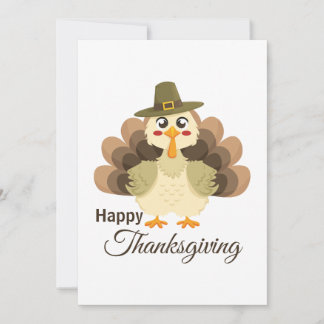 Turkey Thanksgiving Simple Minimalistic Cartoon Holiday Card