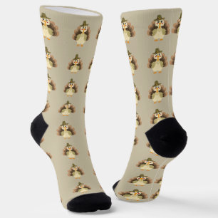 Turkey Thanksgiving Simple Minimalistic Cartoon Socks