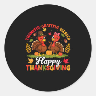 Turkey Thanksgiving Thankful Grateful Blessed Men Classic Round Sticker