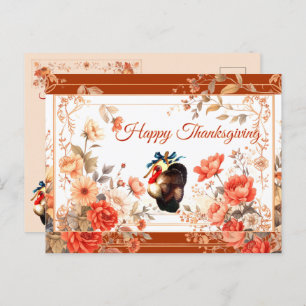 Turkey Thanksgiving Wishes Holiday Postcard