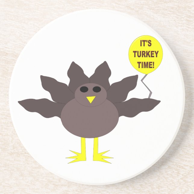 Turkey Time Thanksgiving Coasters (Front)