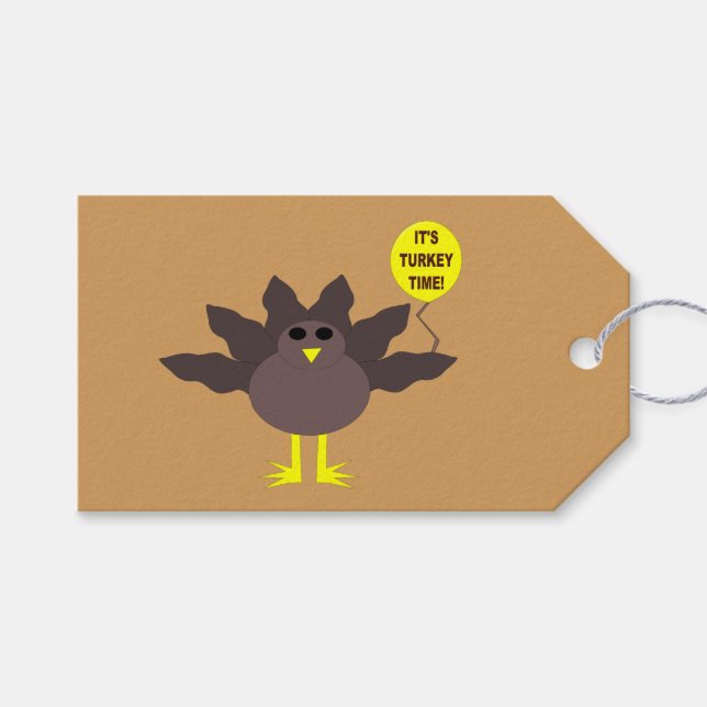 Turkey Time Thanksgiving Custom Gift Tags (Front (Horizontal))