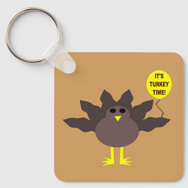 Turkey Time Thanksgiving Custom Key Ring (Front)