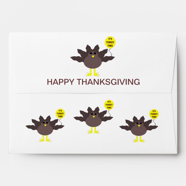 Turkey Time Thanksgiving Customisable Envelopes (Back (Top Flap))