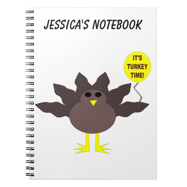 Turkey Time Thanksgiving Customisable Notebook (Front)