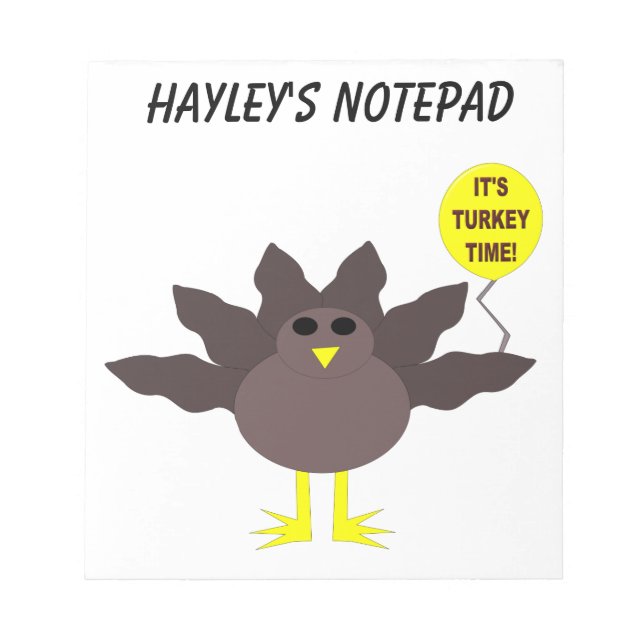 Turkey Time Thanksgiving Customisable Notebook Notepad (Front)