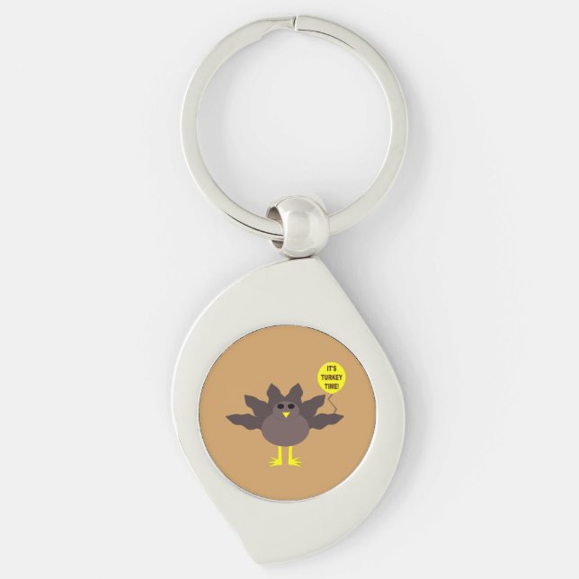 Turkey Time Thanksgiving Keychain (Front)