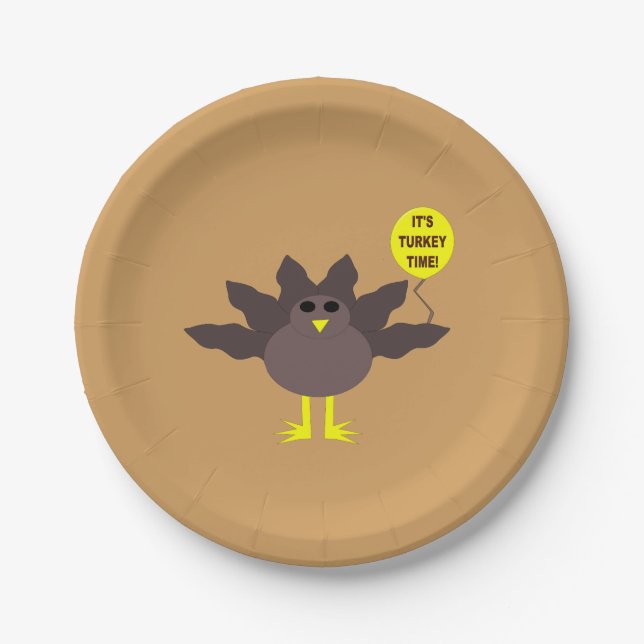 Turkey Time Thanksgiving Paper Plates (Front)