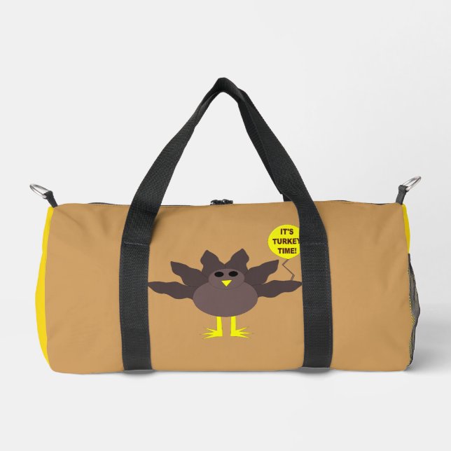 Turkey Time Thanksgiving Patterned Duffle Bag (Front)