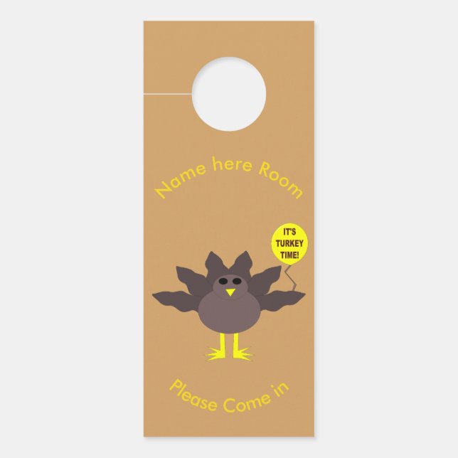 Turkey Time Thanksgiving Personalised Door Hanger (Front)