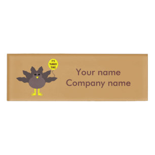 Turkey Time Thanksgiving Personalised Name Tag