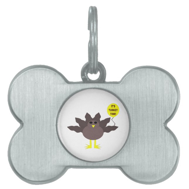 Turkey Time Thanksgiving Pet Tag (Front)