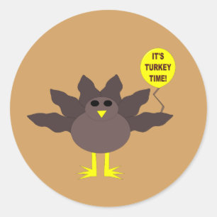 Turkey Time Thanksgiving Stickers