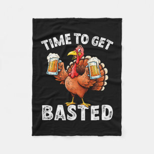 Turkey Time To Get Sted Retro Funny Thanksgiving M Fleece Blanket