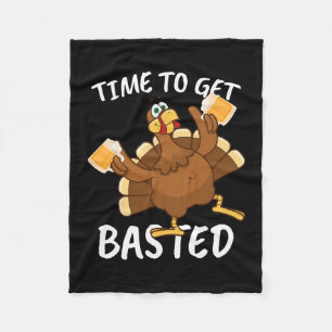 Turkey Time To Get Sted Retro Happy Thanksgiving M Fleece Blanket