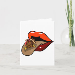Turkey Tongue Out Thanksgiving Day Funny Lips Fall Card