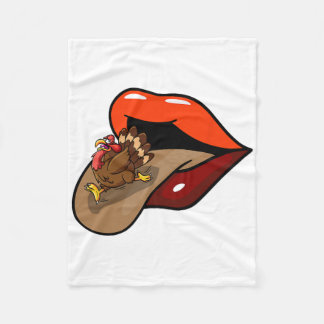 Turkey Tongue Out Thanksgiving Day Funny Lips Fall Fleece Blanket