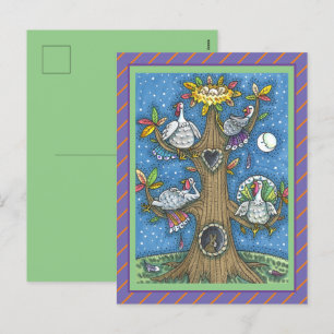 TURKEY TREE, THANKSGIVING FUNNY GOBBLERS ROOSTING HOLIDAY POSTCARD