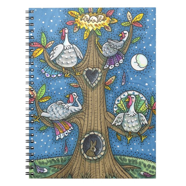 TURKEY TREE, THANKSGIVING FUNNY GOBBLERS ROOSTING NOTEBOOK (Front)