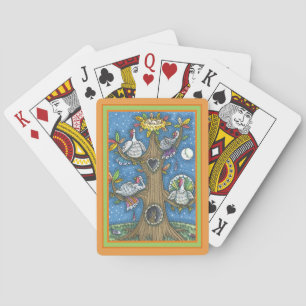 TURKEY TREE, THANKSGIVING FUNNY GOBBLERS ROOSTING PLAYING CARDS