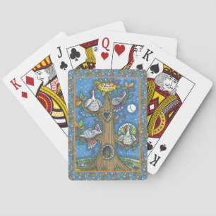 TURKEY TREE, THANKSGIVING FUNNY GOBBLERS ROOSTING PLAYING CARDS