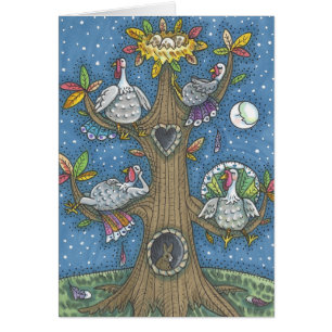 TURKEY TREE THANKSGIVING HUMOR GREETING CARD Blank