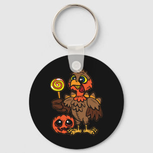 Turkey Trick Or Treat Thanksgiving Day Fall Autumn Key Ring