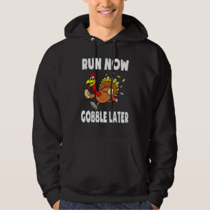 Turkey Tro Kids Thanksgiving Run Now Gobble Later  Hoodie