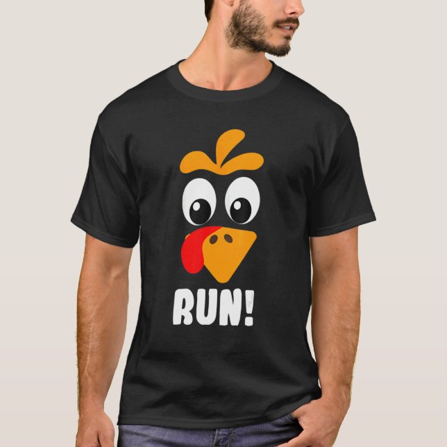 Turkey Trot Adult Running Costume Face Run Thanksg T-Shirt (Front)