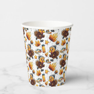 Turkey Trot Fun Run 5k Thanksgiving Running Design Paper Cups