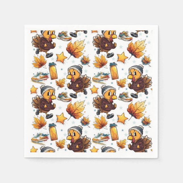 Turkey Trot Fun Run 5K Thanksgiving Running  Napkin (Front)