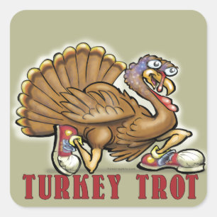 Turkey Trot Square Sticker